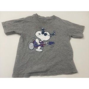 Snoopy Playing the Guitar Kids Size 4 Gray T Shirt